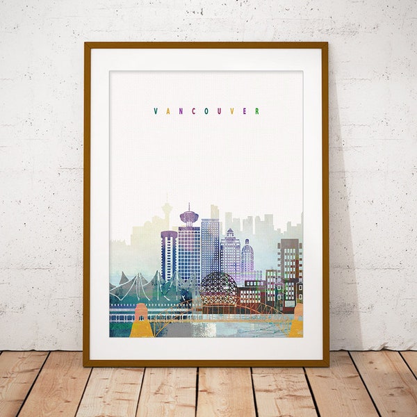 Vancouver Print, Skyline Art Print, Poster, Modern Wall Art, New Home, Housewarming Gift, Digital Download