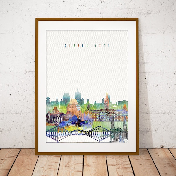 Quebec City Print, Skyline Art Print, Poster, Modern Wall Art, New Home, Housewarming Gift, Digital Download