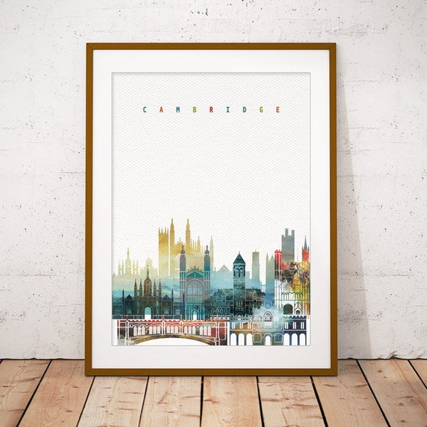 Cambridge Print, Skyline Art Print, Poster, Modern Wall Art, New Home, Housewarming Gift, Digital Download