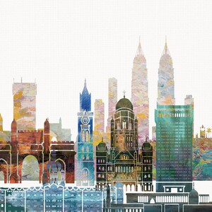 Mumbai Skyline Art Print, Poster, Modern Wall Art, New Home ...