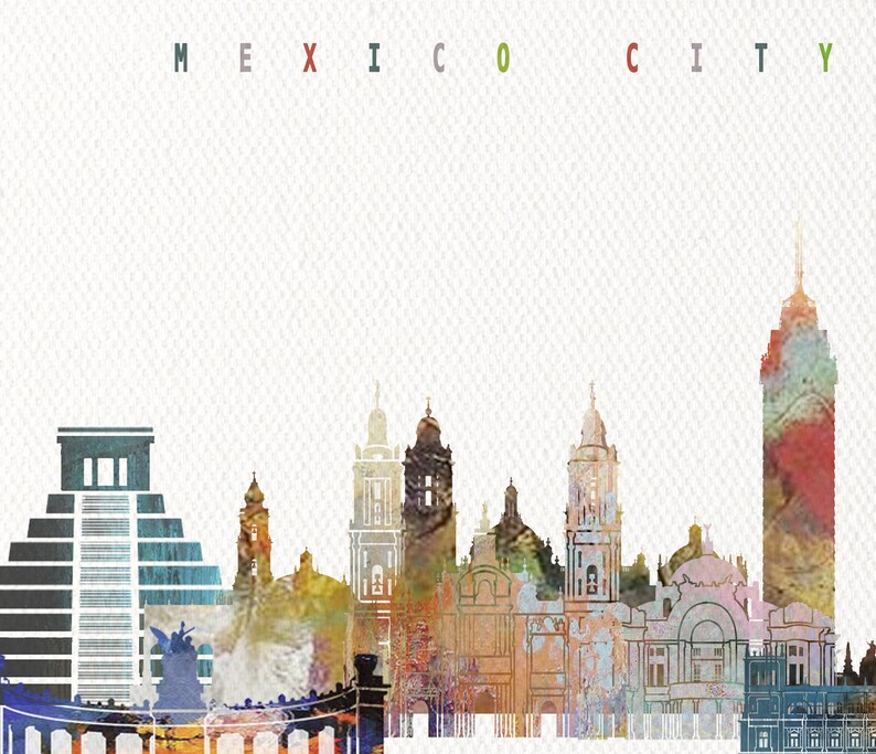Mexico City Print Skyline Art Print Poster Modern Wall Art - Etsy