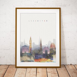 Leicester Print, Skyline Art Print, Poster, Modern Wall Art, New Home, Housewarming Gift, Digital Download