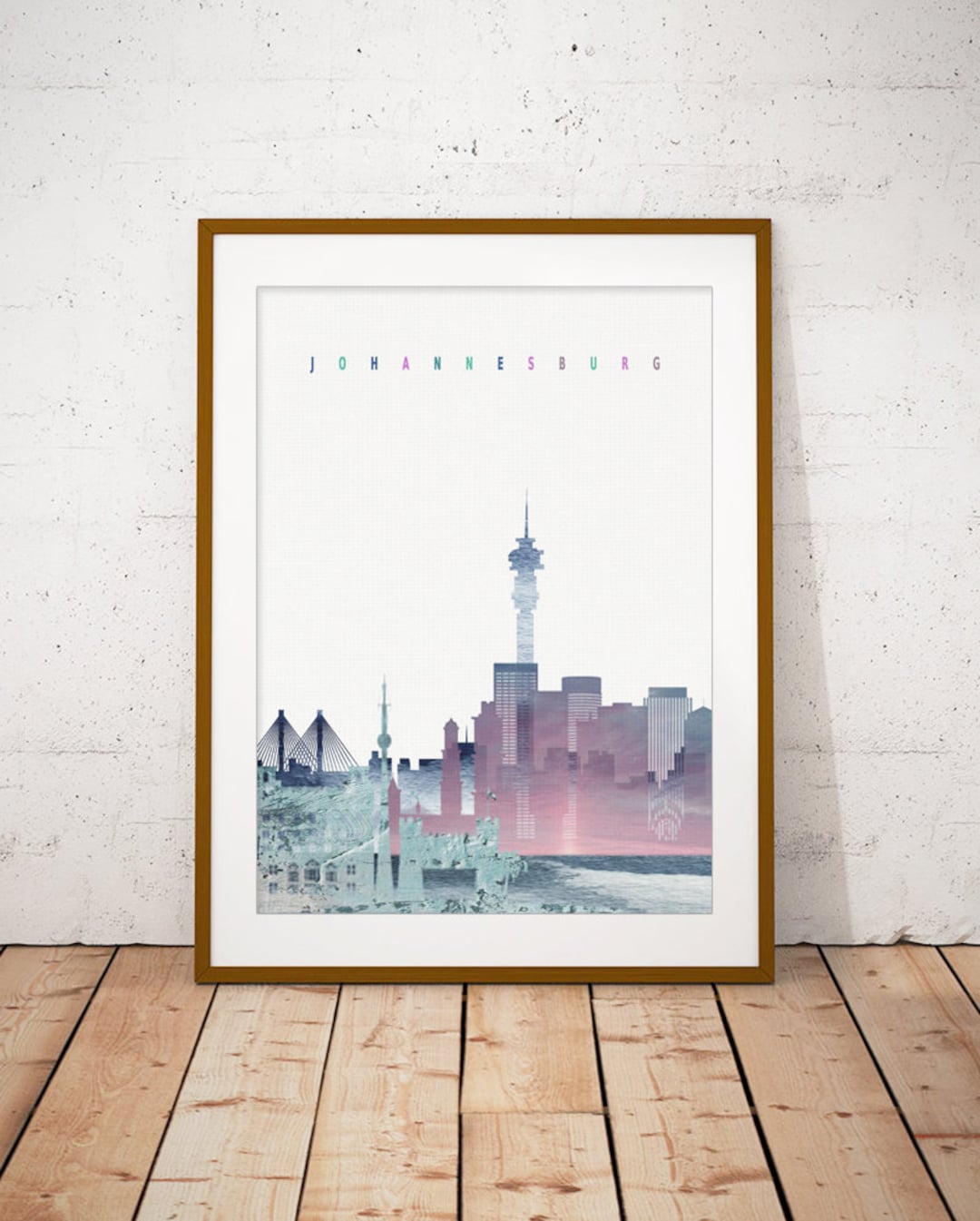 Johannesburg Skyline Art Print, Poster, Modern Wall Art, New Home