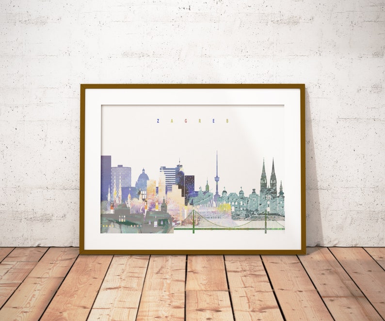 Zagreb Print Skyline Art Print Poster Modern Wall Art New Etsy
