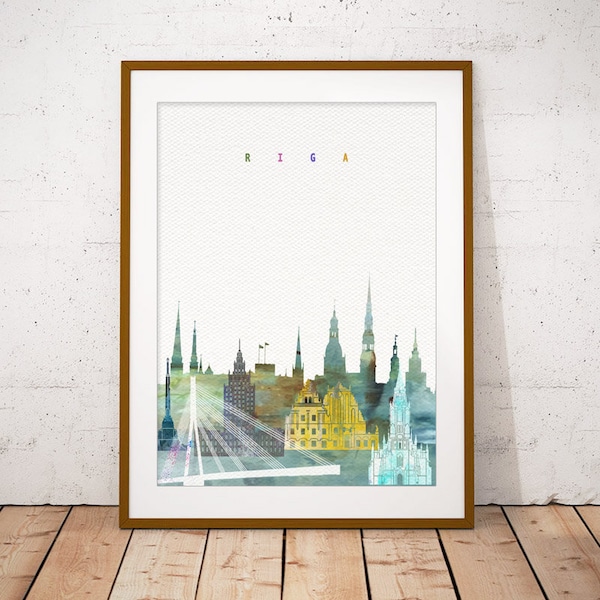 Riga Skyline Art Print, Poster, Modern Wall Art, New Home, Housewarming Gift, Digital Download