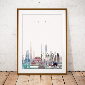 Seoul Print, Skyline Art Print, Poster, Modern Wall Art, New Home, Housewarming Gift, Digital Download