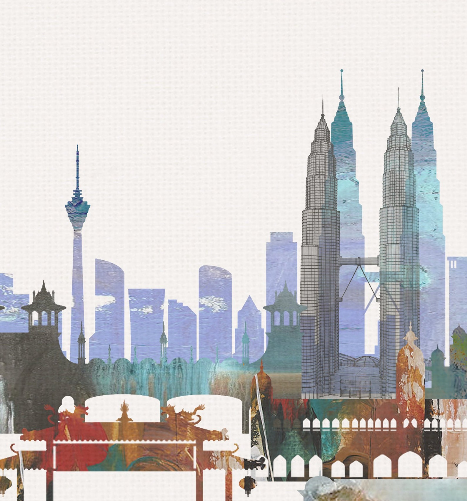 Kuala Lumpur Print Skyline Art Print Poster Modern Wall Etsy