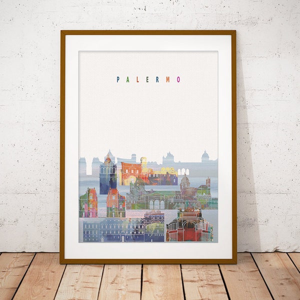 Palermo Print, Skyline Art Print, Poster, Modern Wall Art, New Home, Housewarming Gift, Digital Download