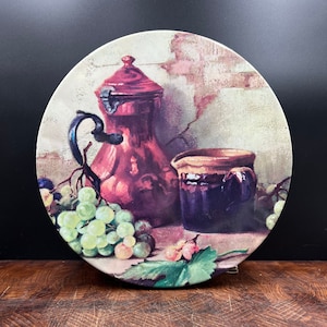 Vintage Deep Round  Fruit and Tea and Coffee Design Cookie, Candy or Cake Tin