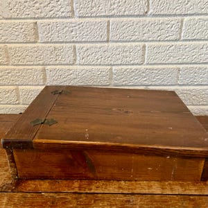 Antique  Handmade Wood Lap Desk Writing Stationary Art Supply Storage Box