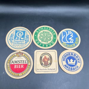 Set of 6 Vintage Early 1970&#39;s German European Cardboard Beer Drink Coasters - Lot 2