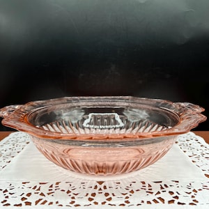 Vintage Large Pink Mayfair Open Rose Depression Glass Serving Bowl