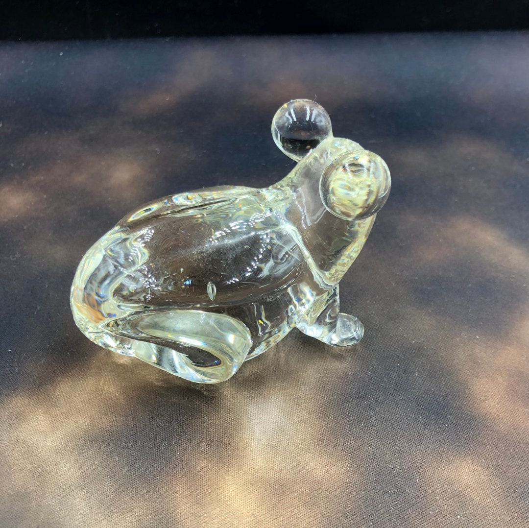 Clear Glass Frog Paperweight Etsy