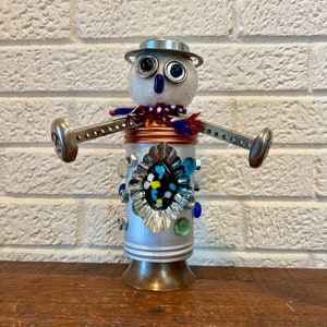 Junk Art Found Object and Reclaimed Metal Art Robot