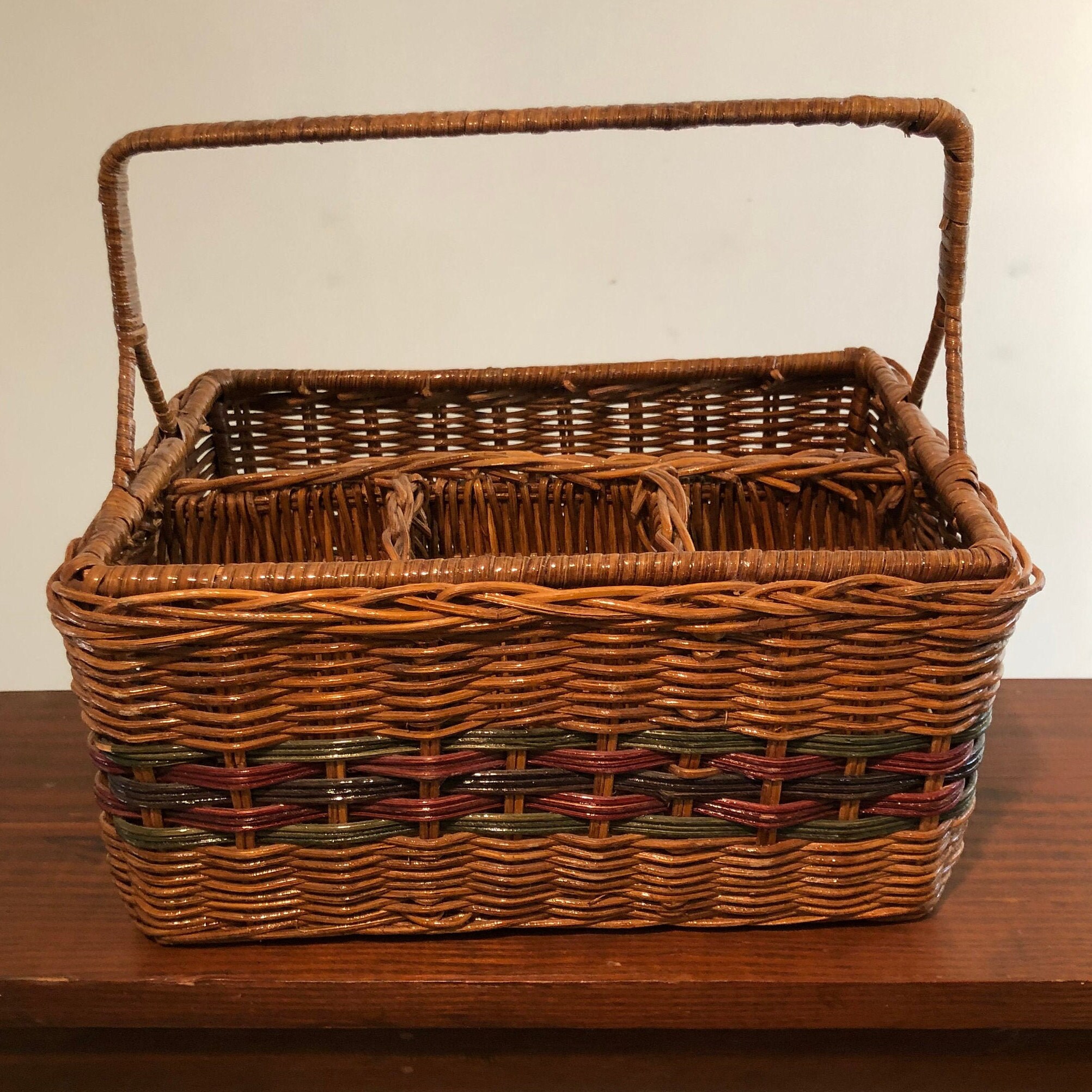 Wicker Utensil Silverware Basket Caddy Etsy