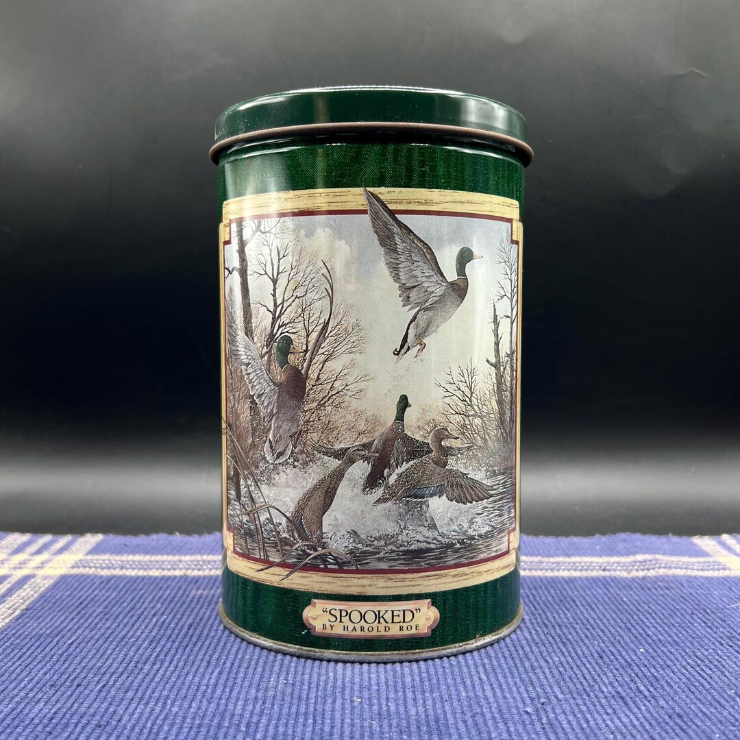 Vintage Duck Unlimited Lowrey's Snack Tin - Spooked by Harold Roe Tin ...