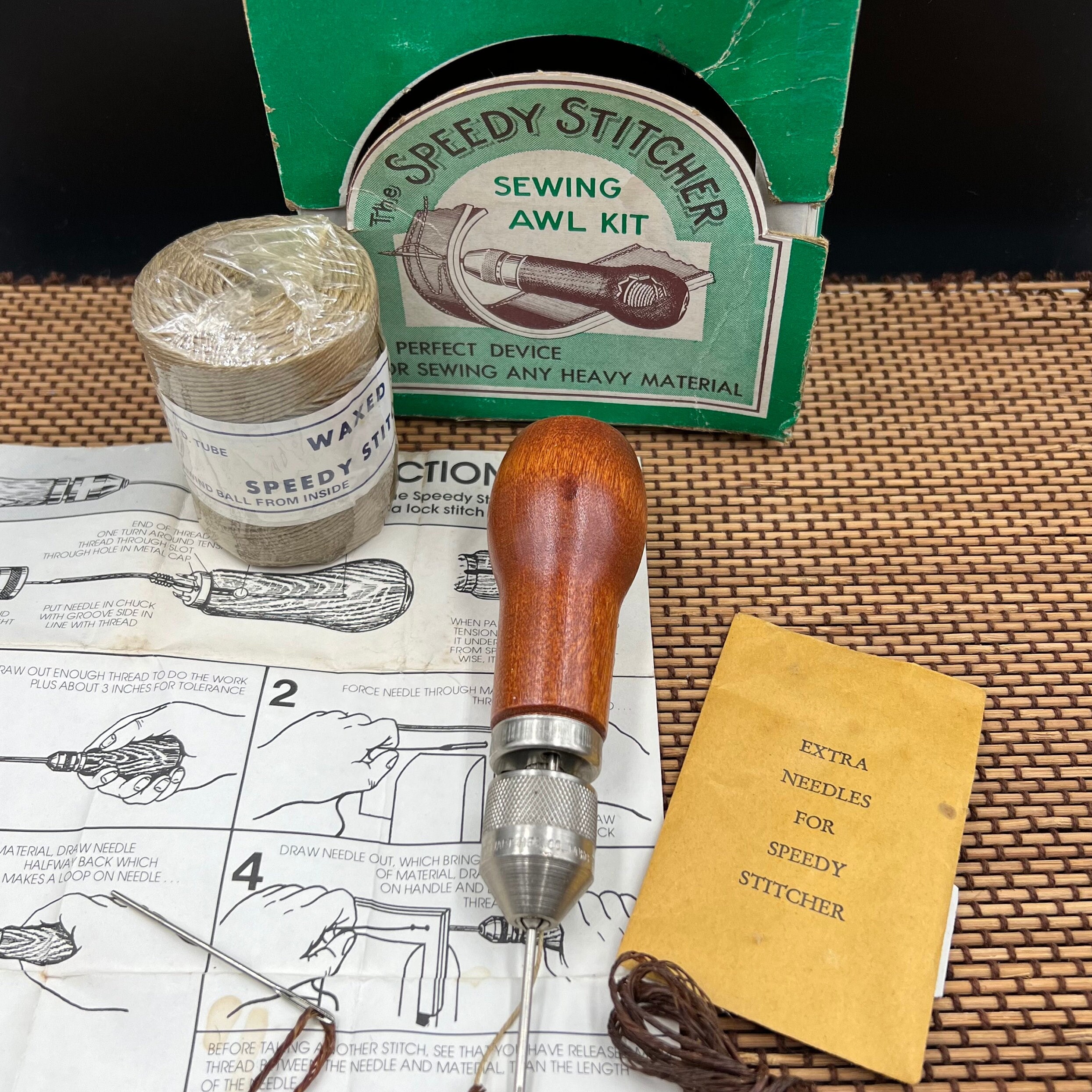 The Speedy Stitcher Sewing Awl Kit - In Original Vintage Box