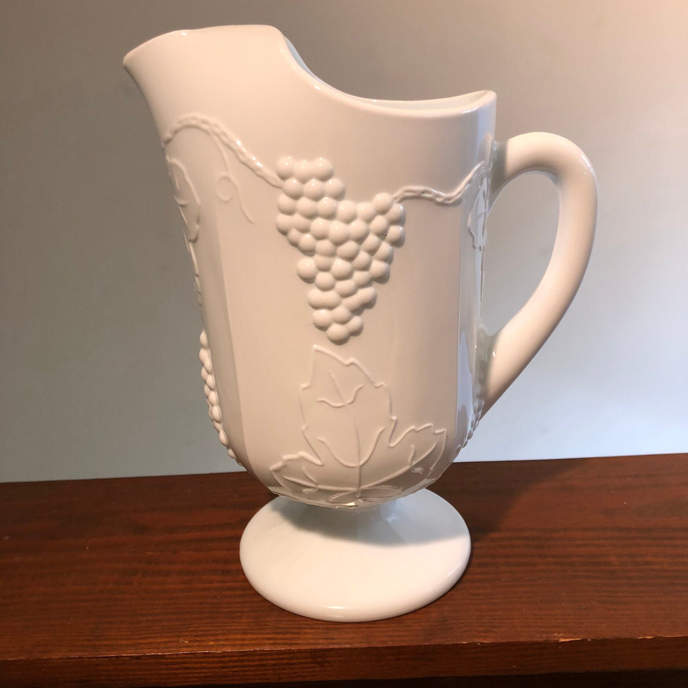 Vintage Mid Century Indiana Colony Milk Glass Pitcher with Etsy