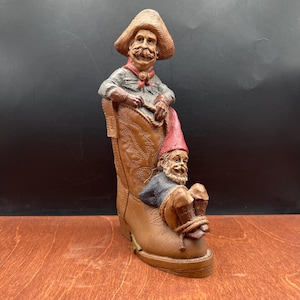 Vintage 1989 Gabby and Hoppy Cowboy Boot Gnome Figure Signed and Stamped Tom Clark Gnomes