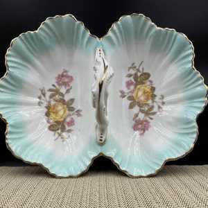 Vintage Late 1800&#39;s KPM Divided Basket Floral Design Style Dish