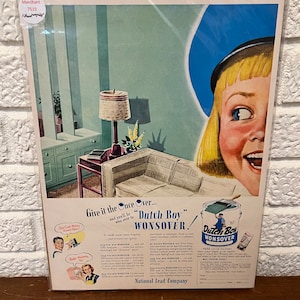 Vintage 1940&#39;s Dutch Boy Wonsover Paint Magazine Advertising Page