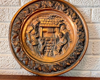 Vintage Family At the Well Coppercraft Guild Wall Plate