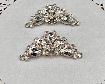 Set of 2 of Vintage Fan Design Style Rhinstone Shoe or Accessorie Clips