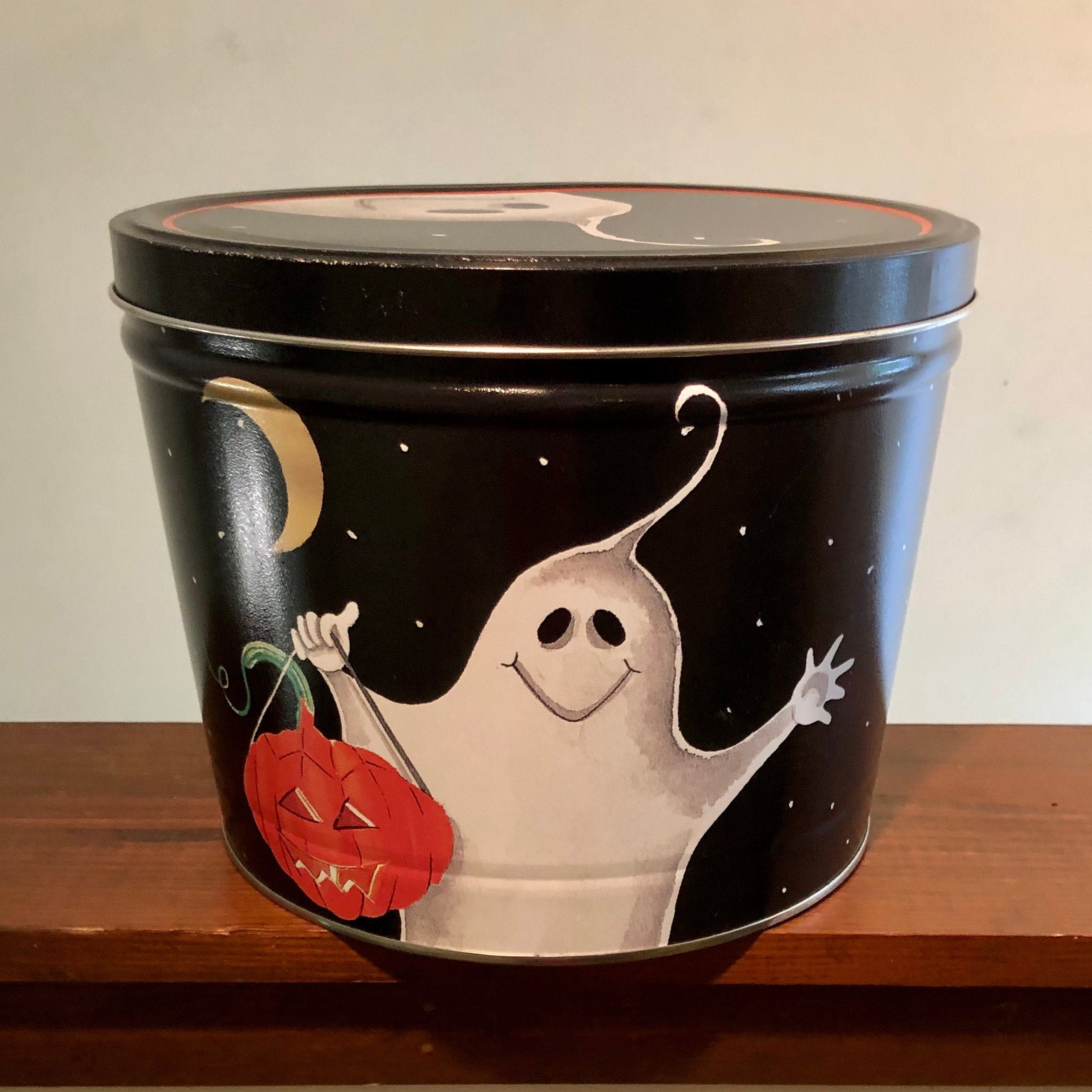 Vintage Large Halloween Popcorn Factory Tin Etsy
