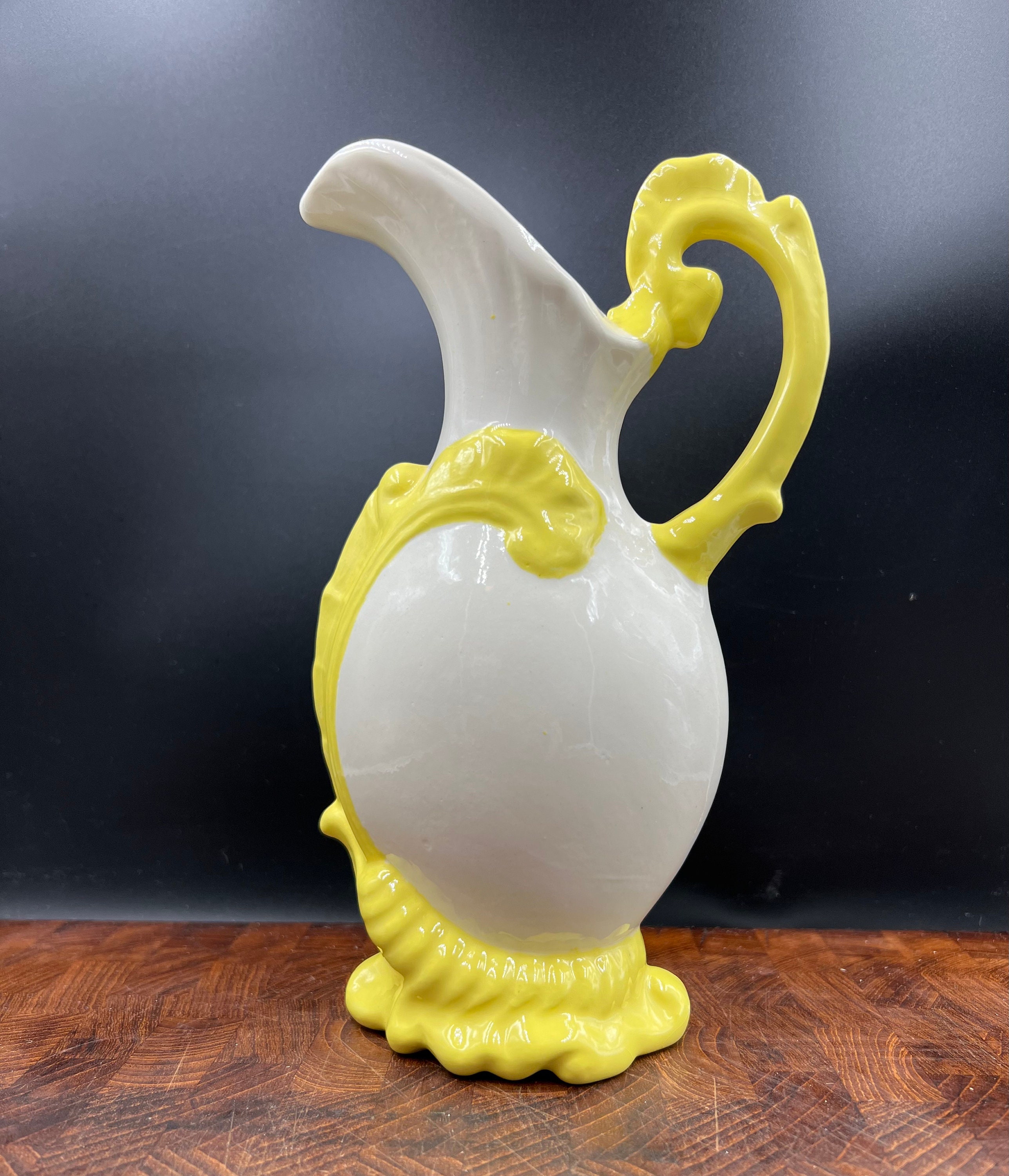 Classic Hand Painted Porcelain Yellow and White Jug/Ewer/Pitcher