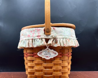 Taller Floral Oval Vintage Signed/Stamped Longaberger Woven Wood Basket