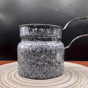 Vintage 2 Piece Graniteware Enamel Double Boiler Pan