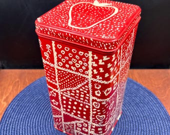 Vintage Hand Painted and Signed 1970's Cracker Tin