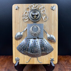 Female Junk Art Reclaimed Found Object Art Tin Figure With Easel - Etsy