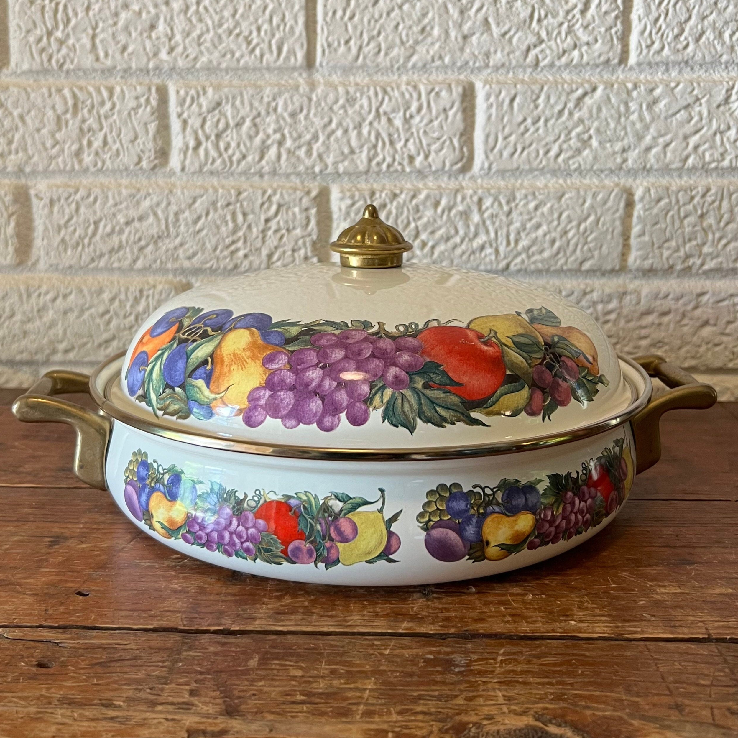 Vintage Regency Club Style Fruit Design Casserole Dish with Lid