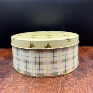 Vintage Round Collectable Tin With Honey Bee and Spring Plaid Design - Etsy