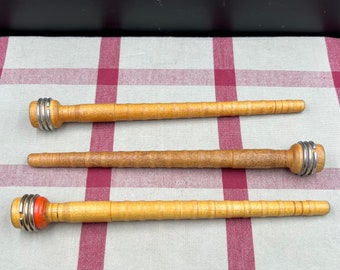 Lot 2 - Set of 3 10 inch Vintage Textile Wood Spool Bobbin Spindle