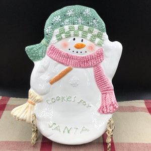 Ceramic Hand Painted Cookies for Santa Snowman Dish