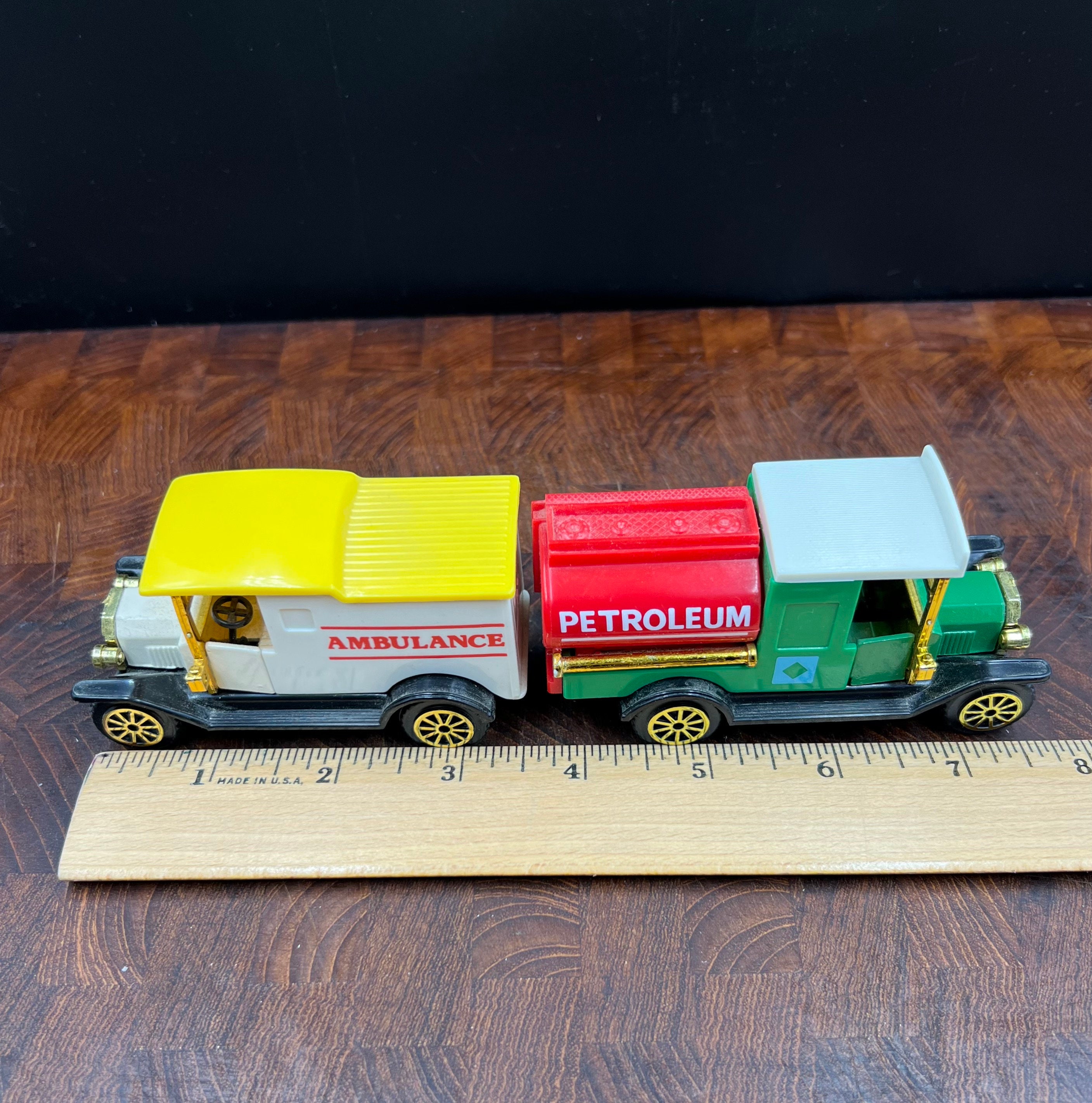 4 Piece Set Vintage Multi Colored Model T Delivery Truck
