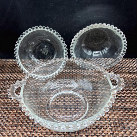 3 Piece Lot: Classic Mid Century Imperial Clear Glass Candlewick Bowls