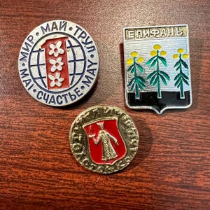 Vintage USSR Enamel Badge Pin Lot
