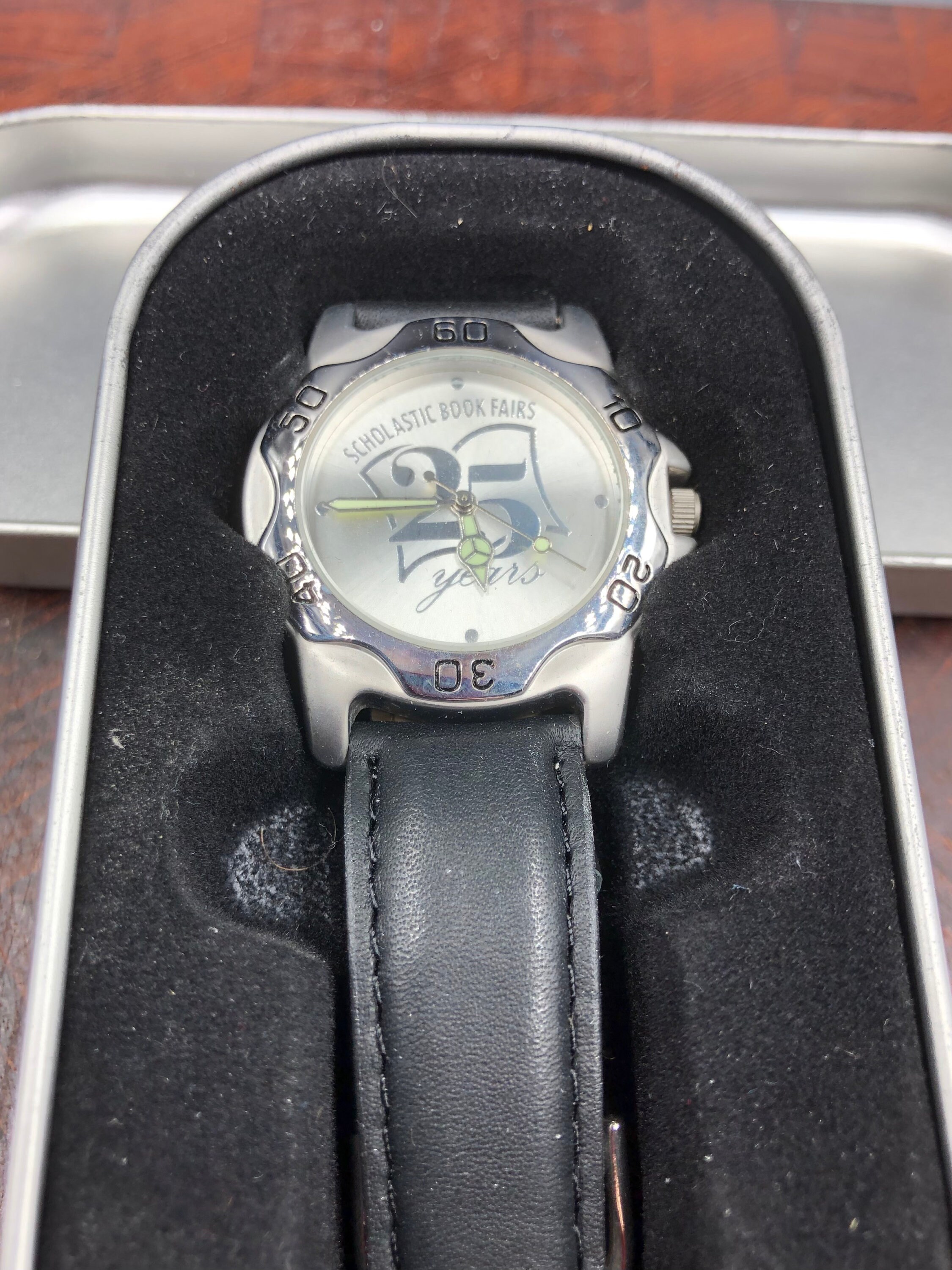 Vintage 25 Years Scholatic Book Fair Leather Watch Brand New In Tin Box I Bought a Box of Vintage Watches on eBay — Total Profit  main image 4