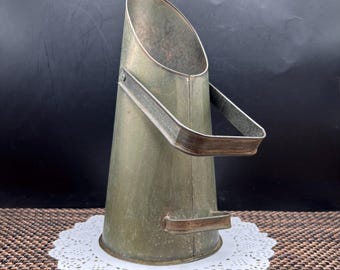 Vintage Galvanized Metal Conicval Shape Coal Bucket
