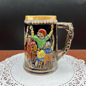 Vintage German Style Beer Stein with Opalescent Glaze
