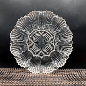 Vintage Anchor Hocking Clear Glass Deviled Egg and Relish Tray