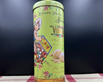 Lime Green Vintage Style Rinomata Premiata Speciallila Virginia Tall Slender 8.5 Inch Cookie Tin