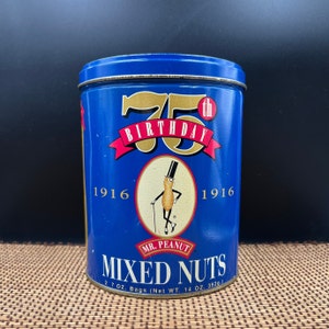 Limited Edition Classic 75th Birthday Anniversary Vintage Planters Mixed Nuts Mr. Peanut Tin