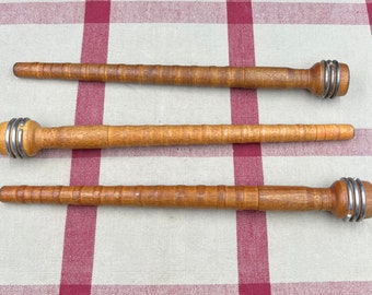 Set of 3 10 inch Vintage Textile Wood Spool Bobbin Spindle - Lot 1