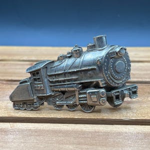 Limited Edition 1980 Vintage Railroad Engine Silver Tone Belt Buckles
