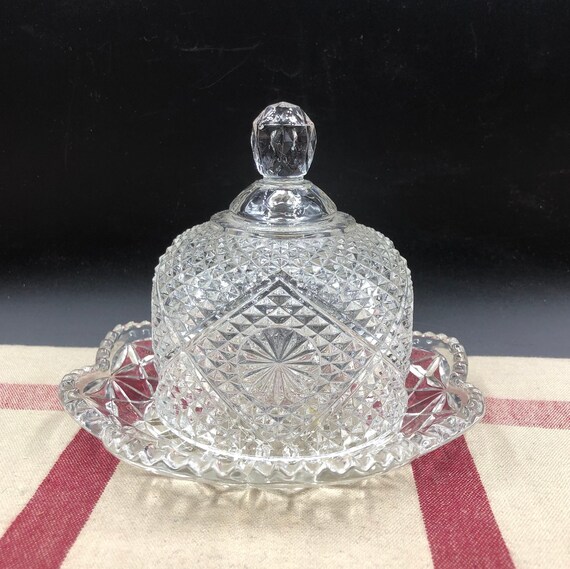 Avon Pressed Glass Domed Butter Dish by Fostoria Etsy