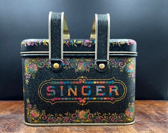 Vintage Bristol Ware Black Singer Manufacturing Co. Tin with Handles